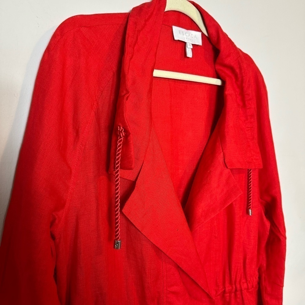 Escada Sport 100% Linen Red Jacket Coat Size EU 42 Large - Picture 6 of 16